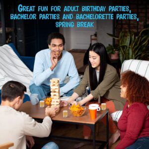 BETTERLINE Wooden Tower Stacking Blocks Drinking Game - 48 Pieces - Tumbling Tower for Adults - Friends Party Game, Bachelor Party, Bachelorette Party (48 Pieces)