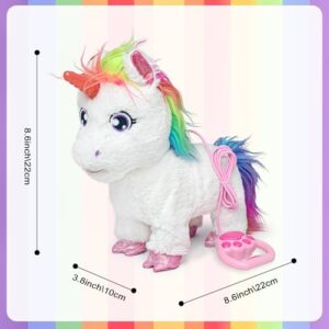 YH YUHUNG Walking Unicorn Toy with Remote Control Leash, Light-Up Horn, Electronic Pets Unicorn, Walking Pony Toys Horse, Unicorn Toys for Girls Age 4-6