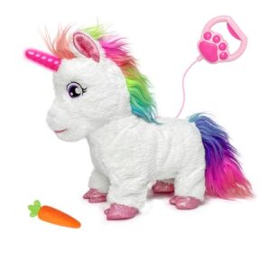 yh yuhung walking unicorn toy with remote control leash, light-up horn, electronic pets unicorn, walking pony toys horse, unicorn toys for girls age 4-6