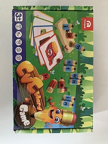 Coogam Wooden Short Vowel Spelling Games, Learn to Spell CVC Sight Words Educational Flashcards Fine Motor Montessori Alphabet Toy Gift for Kids 3 4 5 Years Old