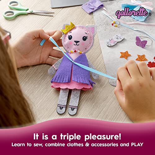 qollorette Felt Craft Kit - Make Your Own Kitty Toy and Friend - Beginner Sewing Kit for Kids, Learn to Sew & Play