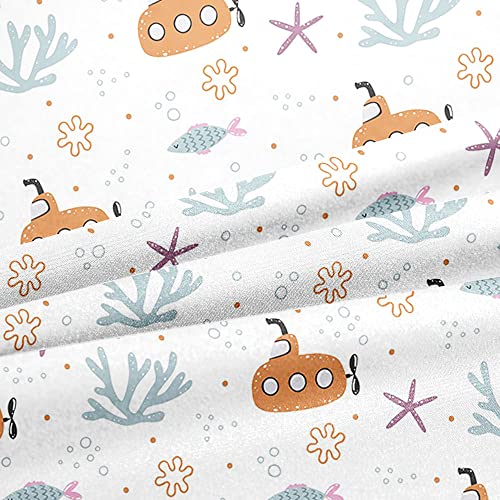 JIJIWANG Submarine Coral Print Duvet Cover Sets Cal King with 2 Pillowshames Boys Girls Coastal Starfish Fish Print Comforter Cover Sets for Kids Bedroom Bedding Sets Soft Polyester