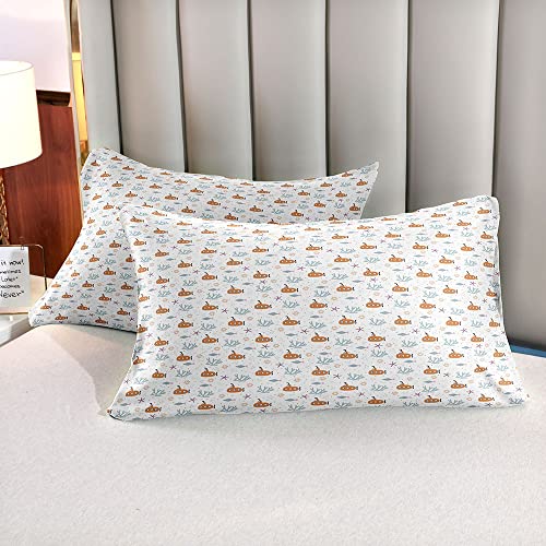 JIJIWANG Submarine Coral Print Duvet Cover Sets Cal King with 2 Pillowshames Boys Girls Coastal Starfish Fish Print Comforter Cover Sets for Kids Bedroom Bedding Sets Soft Polyester