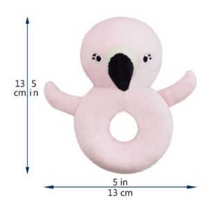 Doindute Baby Flamingo Soft Rattle Toy, Flamingo Plush Infant Shaker Rattle Easy-Grasp Stuffed Animal Toy, Gifts for Newborns Babies Toddlers Boys Girls, Pink, 5 Inches