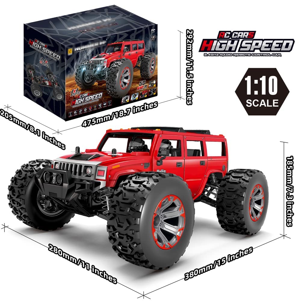 QIYHBVR 1/10 Remote Control Car 50km/h 4WD RC Car Waterproof All Terrain Off-Road Climbing Short Course Vehicle High Speed Rock Crawler Trucks for Boys Girls Kids