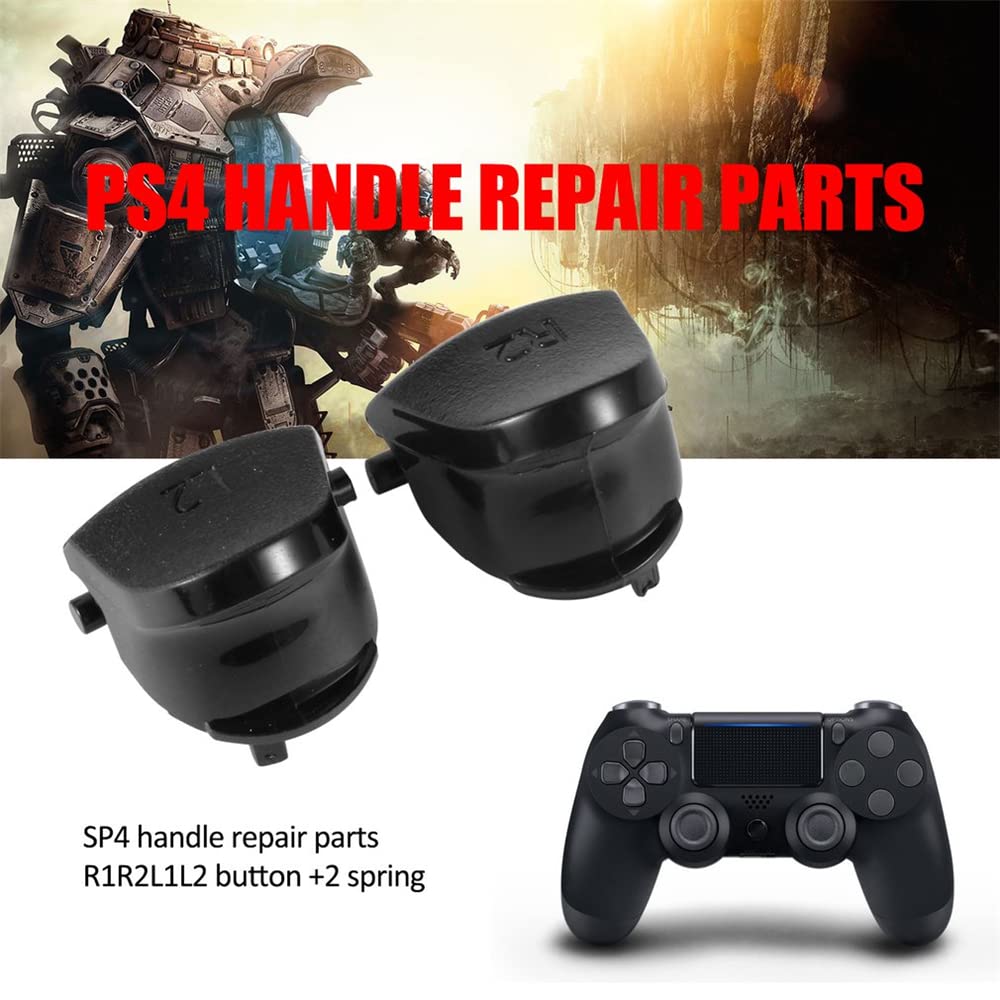 Set Buttons L1 R1 L2 R2 Trigger Buttons, 4 Black Replace Buttons for PS4, Controller Game Accessaries Playstation 4 PS4 Button with 2 Spring, Controllers Replacement Parts