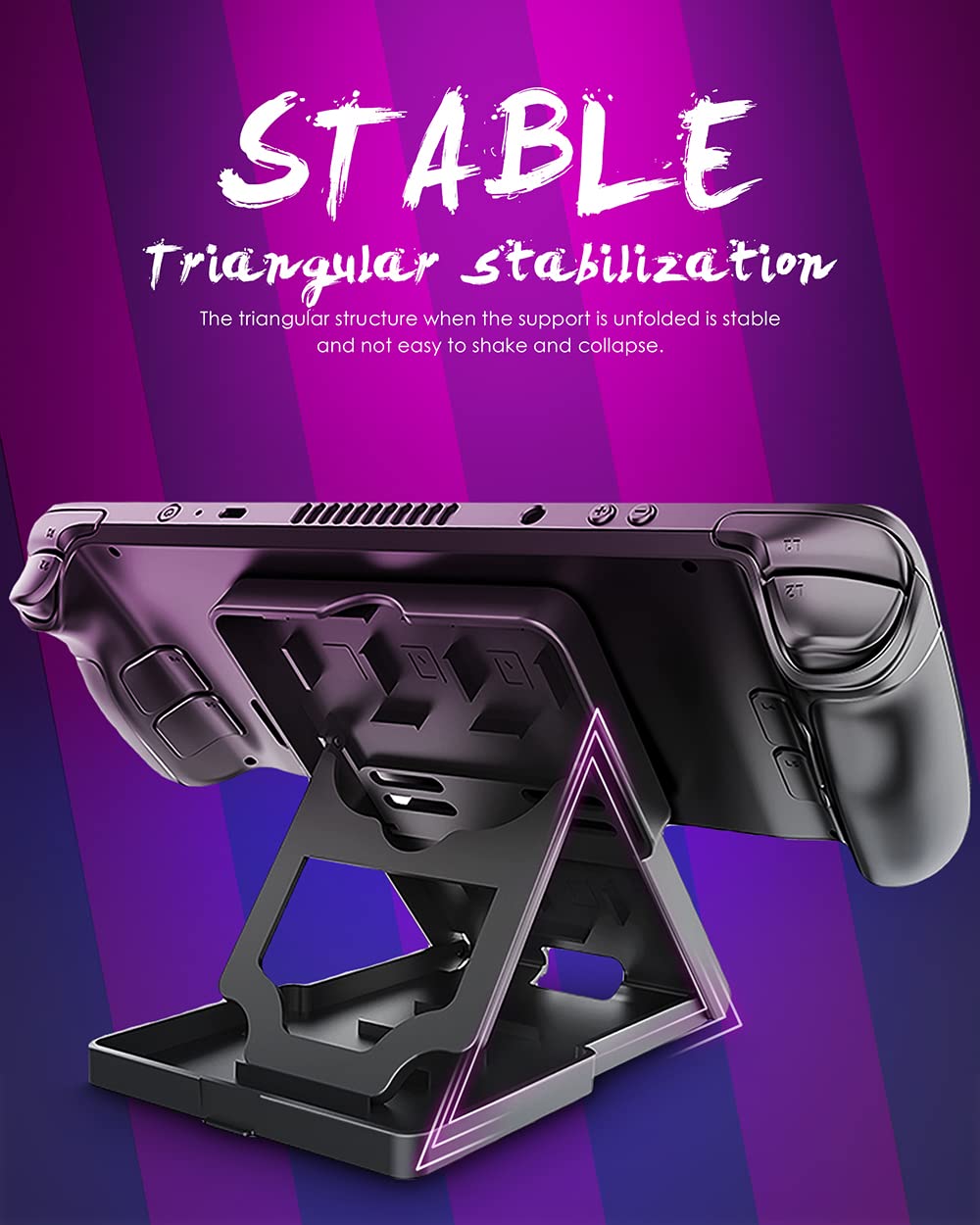 KAFIEER Portable Angle Adjustable Stand Base for Valve Steam Deck/Switch Lite, Anti-Slip Silicone Pad, Adjustable Angle Kickstand Accessories