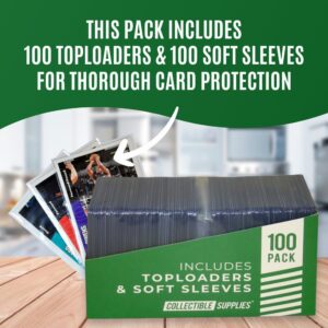 Collectible Supplies Top Loaders for Cards | 3x4 Inch Card Protectors for Collective Trading| Protective Sports Card Holder | Standard Size | Penny Soft Sleeves (100 Toploaders + 100 Penny Sleeves)