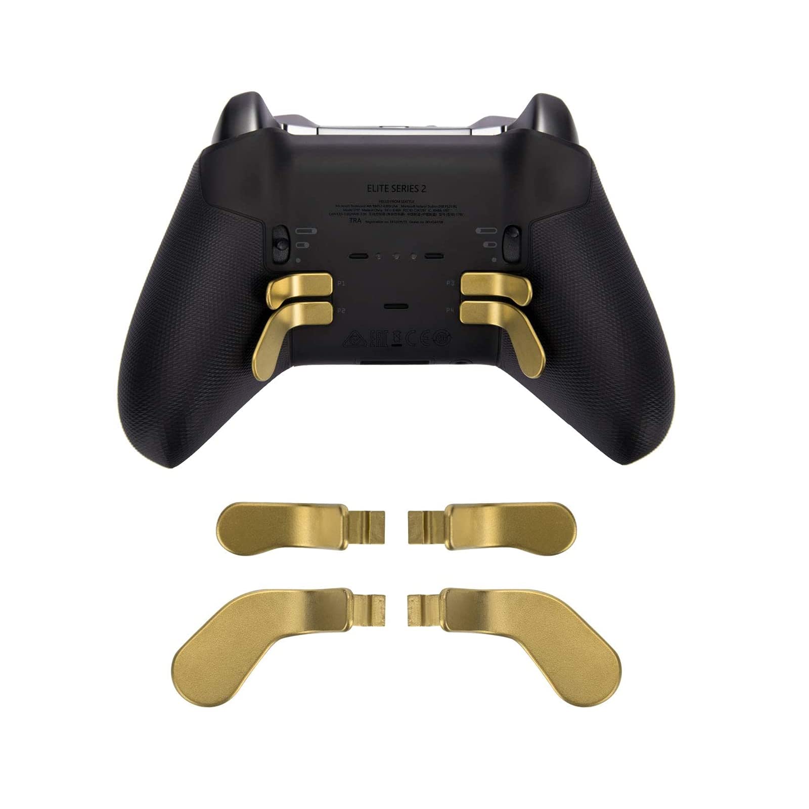 2PCS Metal D-Pad Button Replacement Kits, 4 PCS Metal Paddles, Hair Trigger Locks Replacement Parts for Xbox One Elite Controller Series 2 (Gold)