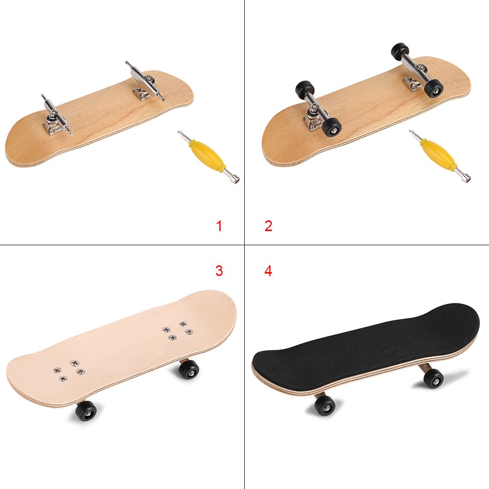 Finger Skateboard Fingerboard Gaming Set, 1Pc Solid Maple Wood Mini Fingerboard Ball Bearing Wheels, Professional Mini Skateboard Fingerboard with Storage Case, Finger Gaming Set