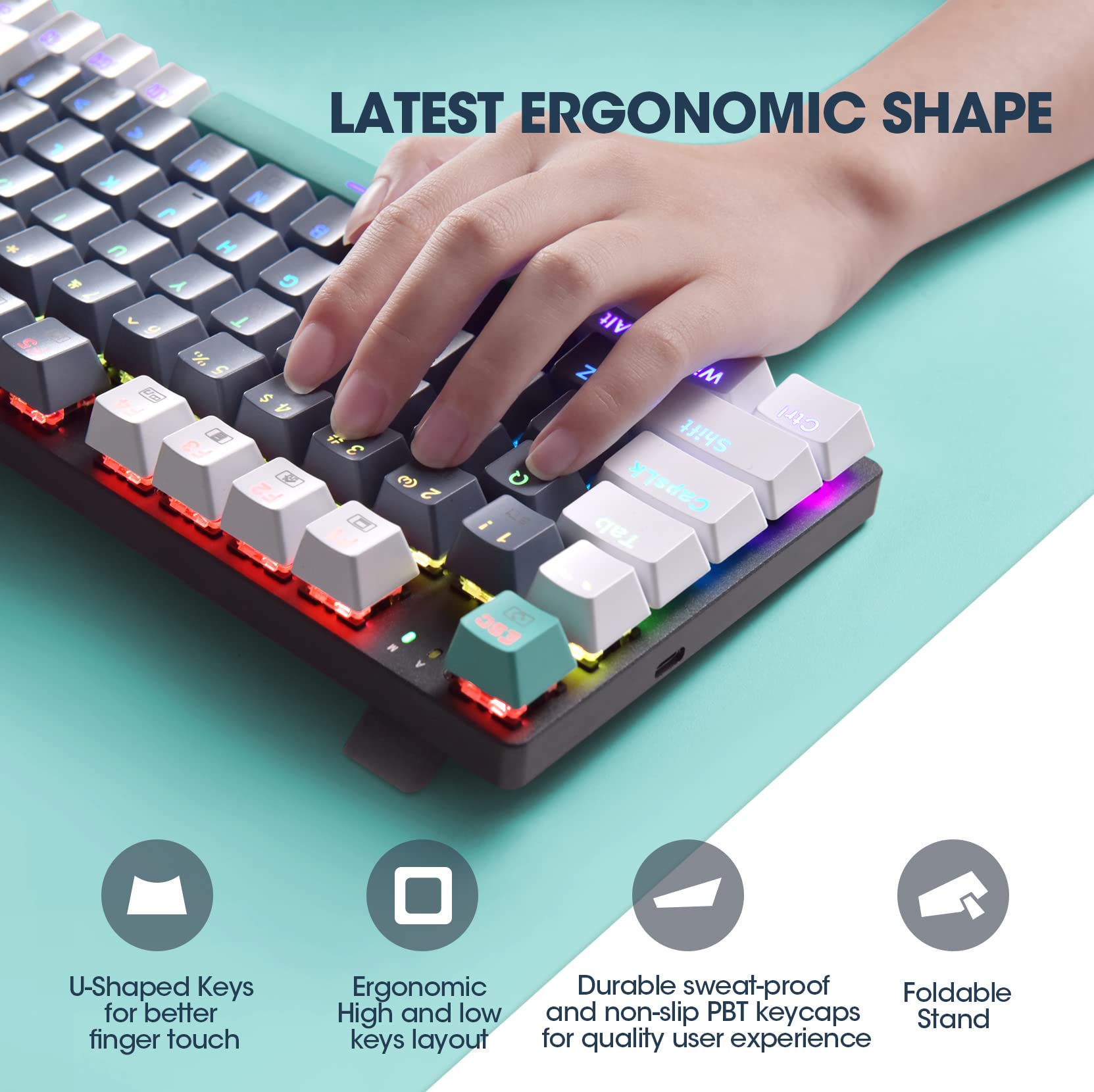 Wireless Mechanical Keyboard,Triple-Mode 2.4G/USB-C/Bluetooth Gaming Keyboard with RGB Backlit,Efficient Numeric Pad,Red Switches,94 Keys Metal Base PBT Compact Quiet Wired Keyboard for PC Mac iPad