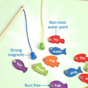 Coogam Wooden Magnetic Fishing Sight Words Game Learning Dolch Word Flashcards Montessori Educational Toy for Preschool 3 4 5 Year Old Kids