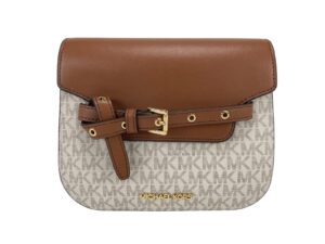 michael kors emilia small saddle flap bag crossbody vanilla signature