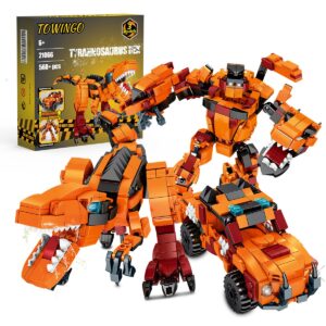 towingo dinosaur building toys 3in1, 568+pieces building blocks toy for boys, creator building kit toy sets for 6 7 8 9 10 11 12 years old boys girls