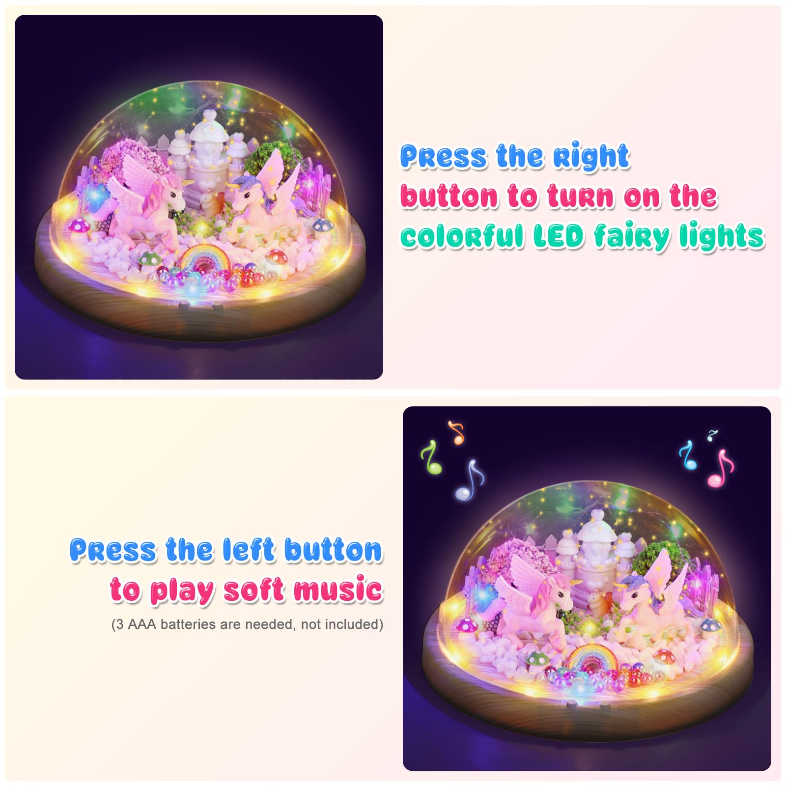 Make Your Own Night Light with Music, 7in Unicorn Nightlight Project Gifts for Girls, Christmas Birthday Gifts Toys for 4 5 6 7 8 9 10 Year Old Girls, Unicorn Arts and Crafts for Kids Ages 4-8 8-10