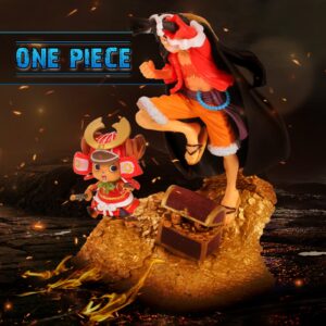 KEFULDA One Piece Luffy Action Figure Set with Flag for Anime Fans