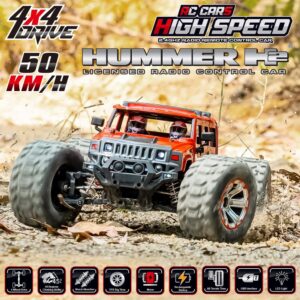 QIYHBVR 1/10 Remote Control Car 50km/h 4WD RC Car Waterproof All Terrain Off-Road Climbing Short Course Vehicle High Speed Rock Crawler Trucks for Boys Girls Kids