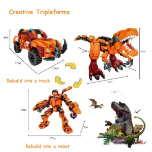 TOWINGO Dinosaur Building Toys 3in1, 568+Pieces Building Blocks Toy for Boys, Creator Building Kit Toy Sets for 6 7 8 9 10 11 12 Years Old Boys Girls