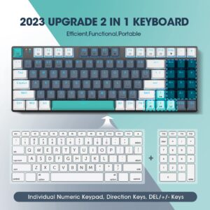 Wireless Mechanical Keyboard,Triple-Mode 2.4G/USB-C/Bluetooth Gaming Keyboard with RGB Backlit,Efficient Numeric Pad,Red Switches,94 Keys Metal Base PBT Compact Quiet Wired Keyboard for PC Mac iPad