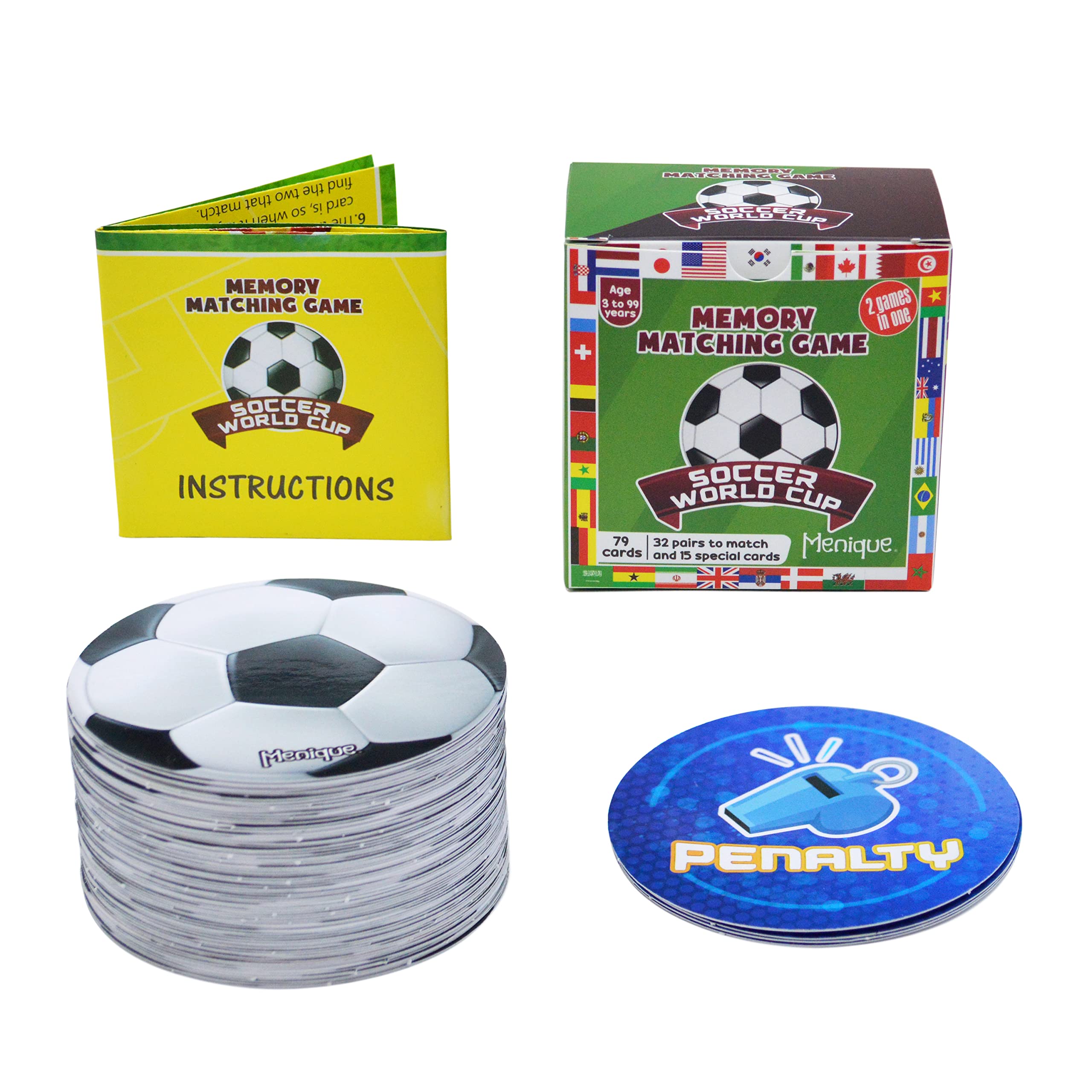 Menique. Soccer World Cup Game. Memory Matching Game. 2 Games in 1.