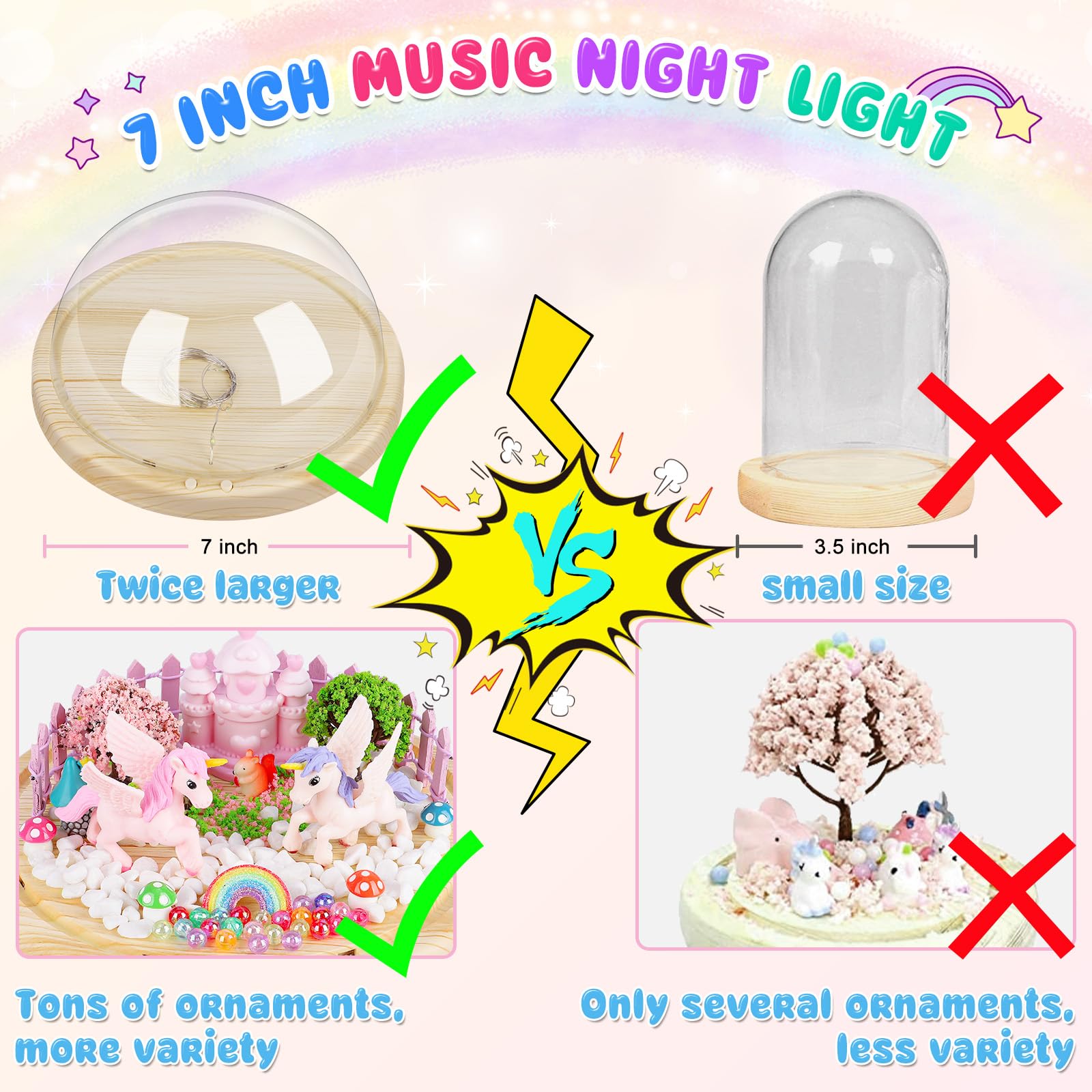 Make Your Own Night Light with Music, 7in Unicorn Nightlight Project Gifts for Girls, Christmas Birthday Gifts Toys for 4 5 6 7 8 9 10 Year Old Girls, Unicorn Arts and Crafts for Kids Ages 4-8 8-10