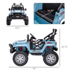 Aosom 12V Kids Ride on Car with Remote Control, Battery-Operated Ride on Toy with Spring Suspension, Led Lights, Music, Horn, 3 Speeds, USB, MP3, Blue