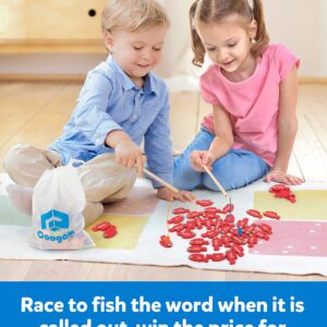 Coogam Wooden Magnetic Fishing Sight Words Game Learning Dolch Word Flashcards Montessori Educational Toy for Preschool 3 4 5 Year Old Kids