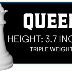 Chess Geeks 3X Triple Weighted Chess Pieces Only - Modern Style - Heavy Weighted Pieces - 32 Pieces + 2 Extra Queens - Total Weight 2.5lb - King 4" Tall