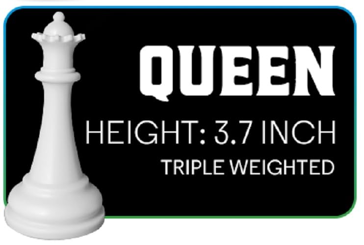 Chess Geeks 3X Triple Weighted Chess Pieces Only - Modern Style - Heavy Weighted Pieces - 32 Pieces + 2 Extra Queens - Total Weight 2.5lb - King 4" Tall