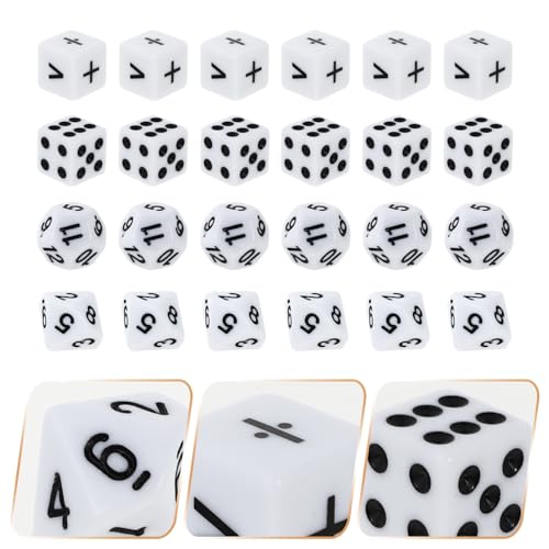 NUOBESTY Teaching Dice Set, Math Dice Games for Kids 8-12, Include Math Operation Dice, Number Dice and Dot Dice for Math Teaching Classroom Supplies 24Pcs