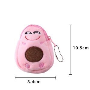 ZHIQIAN Plush Avocado Coin Purses, Soft Coin Bags with Zippers, Lovely Cartoon Gifts for Girls, Mini Money Purse for Kids Birthday Party Favors(Purple)