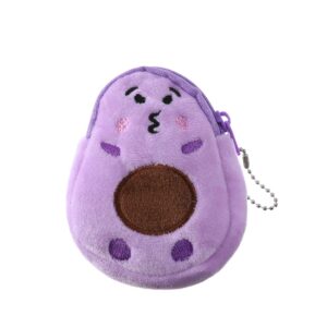 zhiqian plush avocado coin purses, soft coin bags with zippers, lovely cartoon gifts for girls, mini money purse for kids birthday party favors(purple)