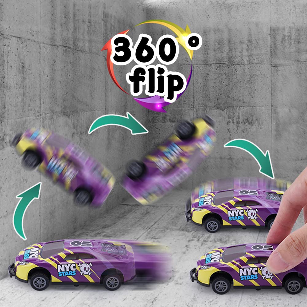 8PCS Stunt Toy Cars, 2022 Upgrade Children's Stunt Alloy Toy Car, Pull Back Catapult Stunt Toy Car, Creativity 360 Degree Jumping Flip Stunt Toy Cars Mini Model Cars for 3-6 Year Kids Boys