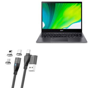 boxwave cable compatible with acer spin 5 (sp513-54n) - magnetosnap pd allcharge cable (100w), magnet pd 100w charging cable usb type-c micro usb for acer spin 5 (sp513-54n) - jet black