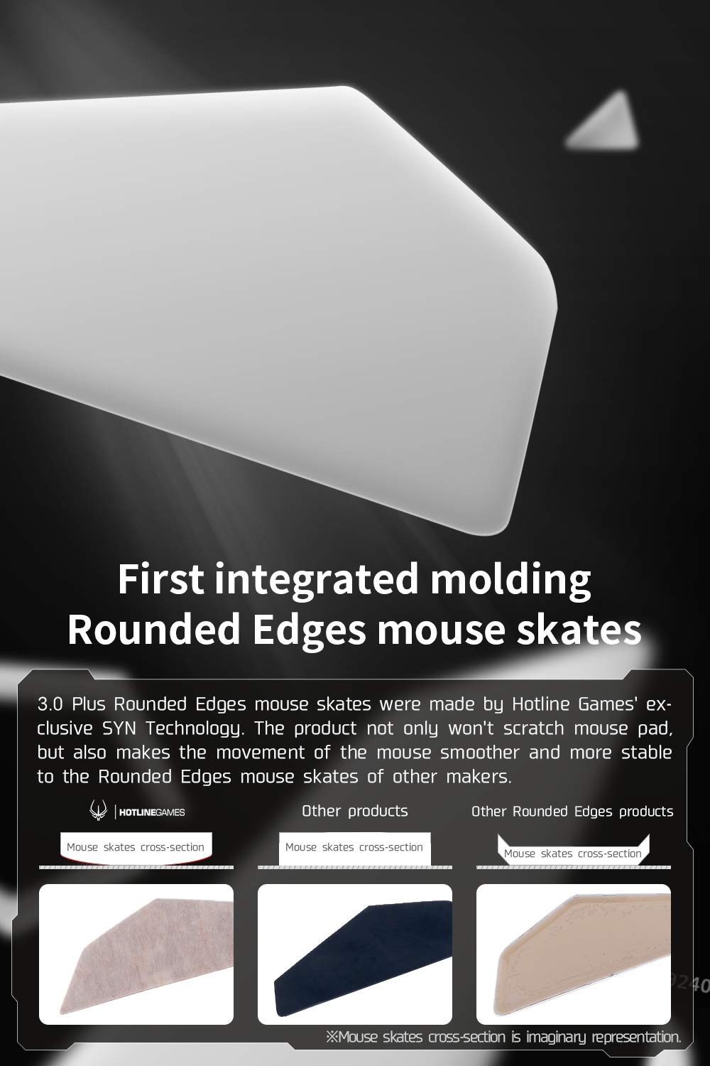 HOTLINEGAMES 2Sets 3.0 Plus Rounded Curved Edges Mouse Feet Skates Compatible with Razer DeathAdder V3 Pro Wireless Gaming Mouse feet Replacement (0.8mm,Smooth,PTFE) Pro Performance Upgrade