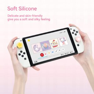 GeekShare Cute Silicone Joycon Thumb Grip Caps, Joystick Cover Compatible with Nintendo Switch/OLED/Switch Lite,4PCS - Cream Heart