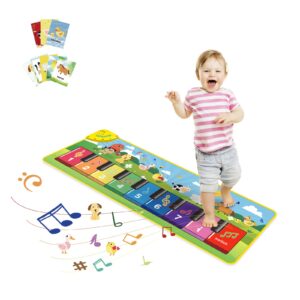 foki floor piano mat for toddlers, baby kid sensory educational dancing keyboard carpet animal sounds blanket touch playmat musical mats birthday toddler toys for 1 2 3 4 5 year old boy girl gifts