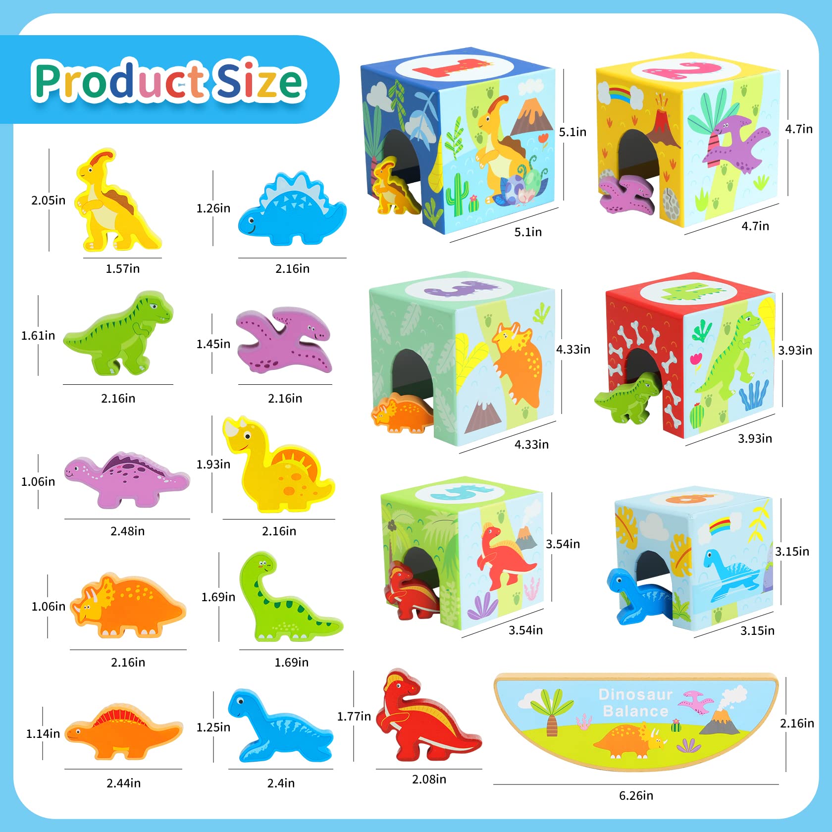 ANPEAC Baby and Toddlers Dinosaur Sorting and Stacking Matching Toys for 1-3 Year Old, Balance Blocks, Kids Preschool Learning, Numbers Nesting Boxes Montessori Gifts for Baby Boys Girls