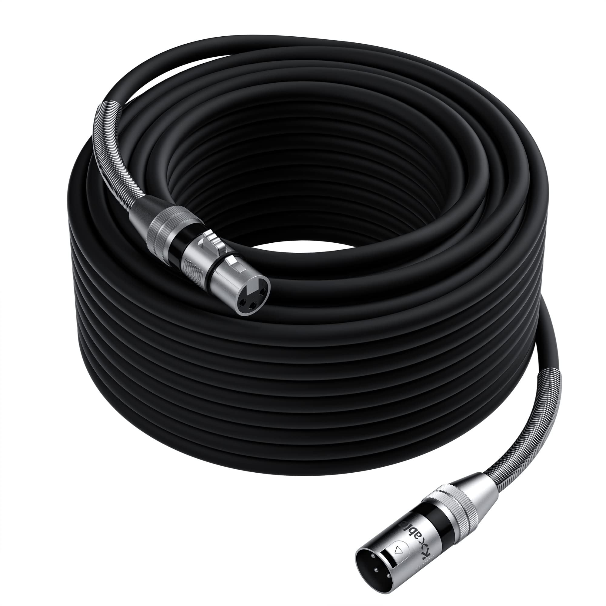 XLR to XLR Cable 100 Feet, Premium XLR Microphone Cable, Long Heavy Duty 22AWG OFC XLR Male to Female Cord, 3-Pin Shielded Mic Speaker Cable, Zinc Alloy Connectors, Metal Spring SR, Black