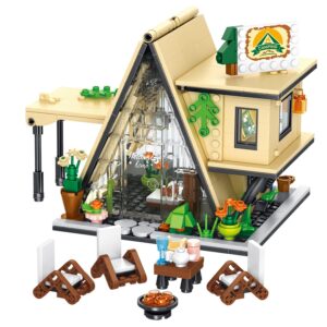 pinkbee friends beach glamping set girls camping tent flower house building block kits who love nature toys and popular glamping trips christmas xmas birthday gifts for adults kids 8-12 6-12 7-9