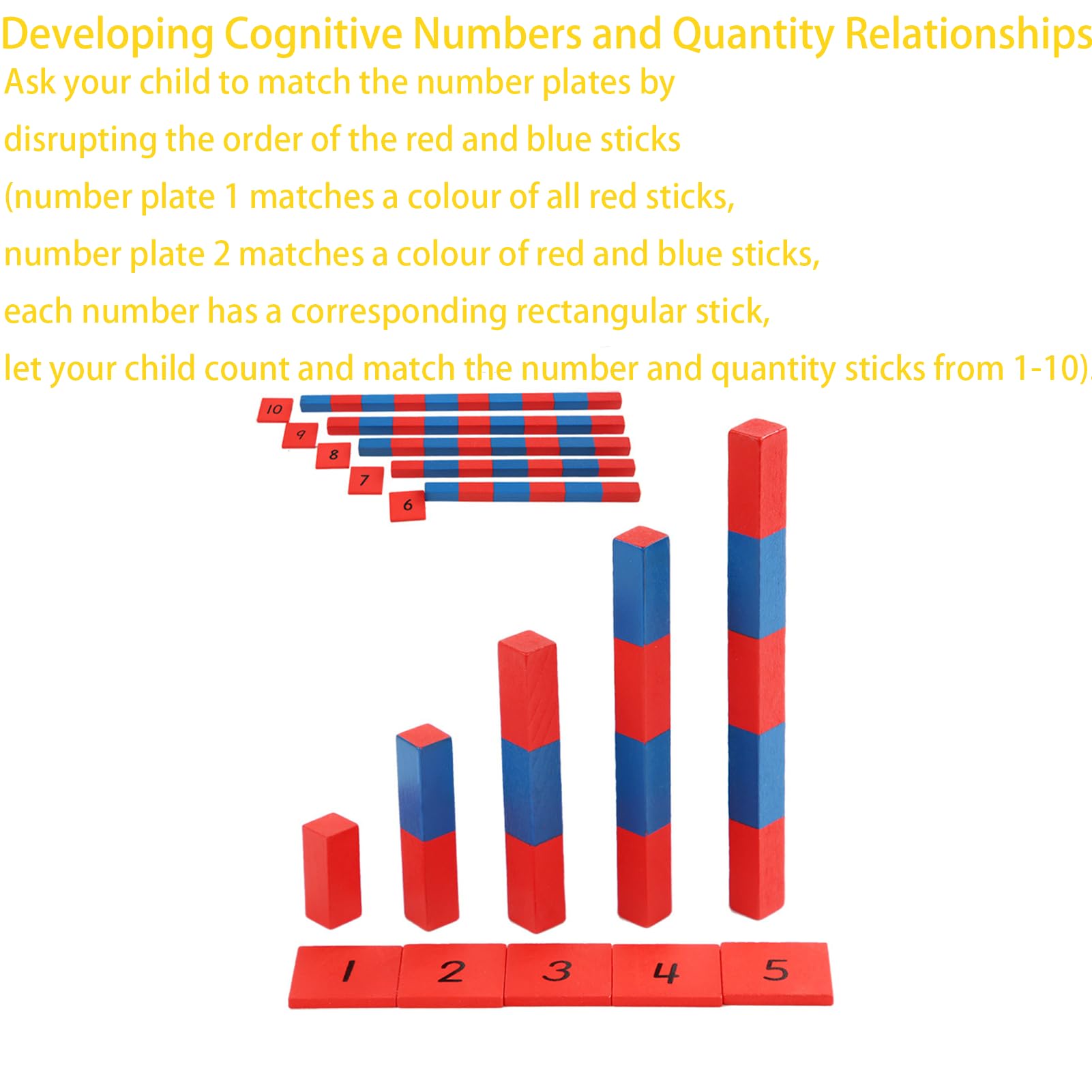 Jerliflyer Numerical rods, Elite Montessori Small Number cuisenaire rods,Elite Montessori