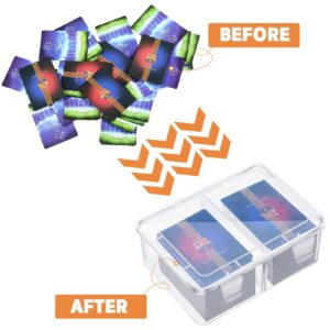 300 Card Storage Box Compatible with MTG TCG Clear Plastic Trading Card Storage Box with Removable Divider Hard Trading Deck Card Box for Baseball Football Game Card Organizer Collector (2 Pcs)