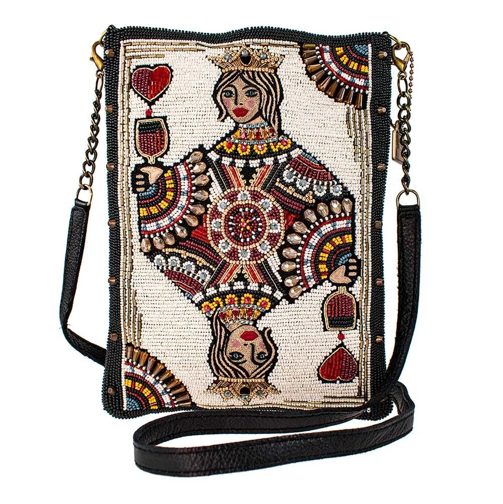 Mary Frances Queen of Wine Beaded Playing Card Crossbody Handbag, Multi