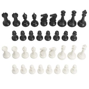 chess geeks 3x triple weighted chess pieces only - modern style - heavy weighted pieces - 32 pieces + 2 extra queens - total weight 2.5lb - king 4" tall