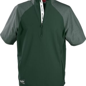 Rawlings Mens Short Sleeve Cage Jacket Shirt, Dark Green, Large US