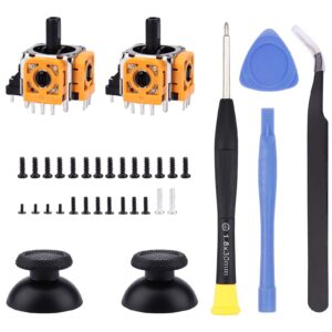 ikpek 2pcs analog 3d joysticks repair kit for dualsense ps5 controller, joysticks replacement part with repair screwdriver kit for playstation 5 controller