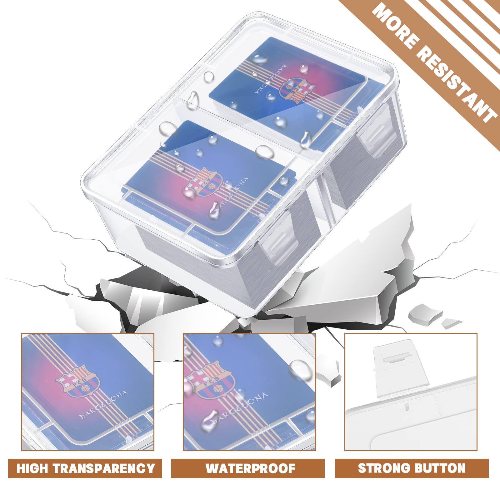 300 Card Storage Box Compatible with MTG TCG Clear Plastic Trading Card Storage Box with Removable Divider Hard Trading Deck Card Box for Baseball Football Game Card Organizer Collector (2 Pcs)