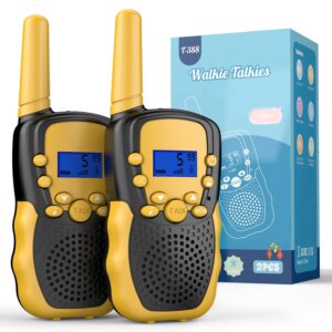 selieve toys for 4-14 year old children's, walkie talkies for kids 22 channels 2 way radio toy with backlit lcd flashlight, 3 miles range for outside, camping, hiking (yellow)