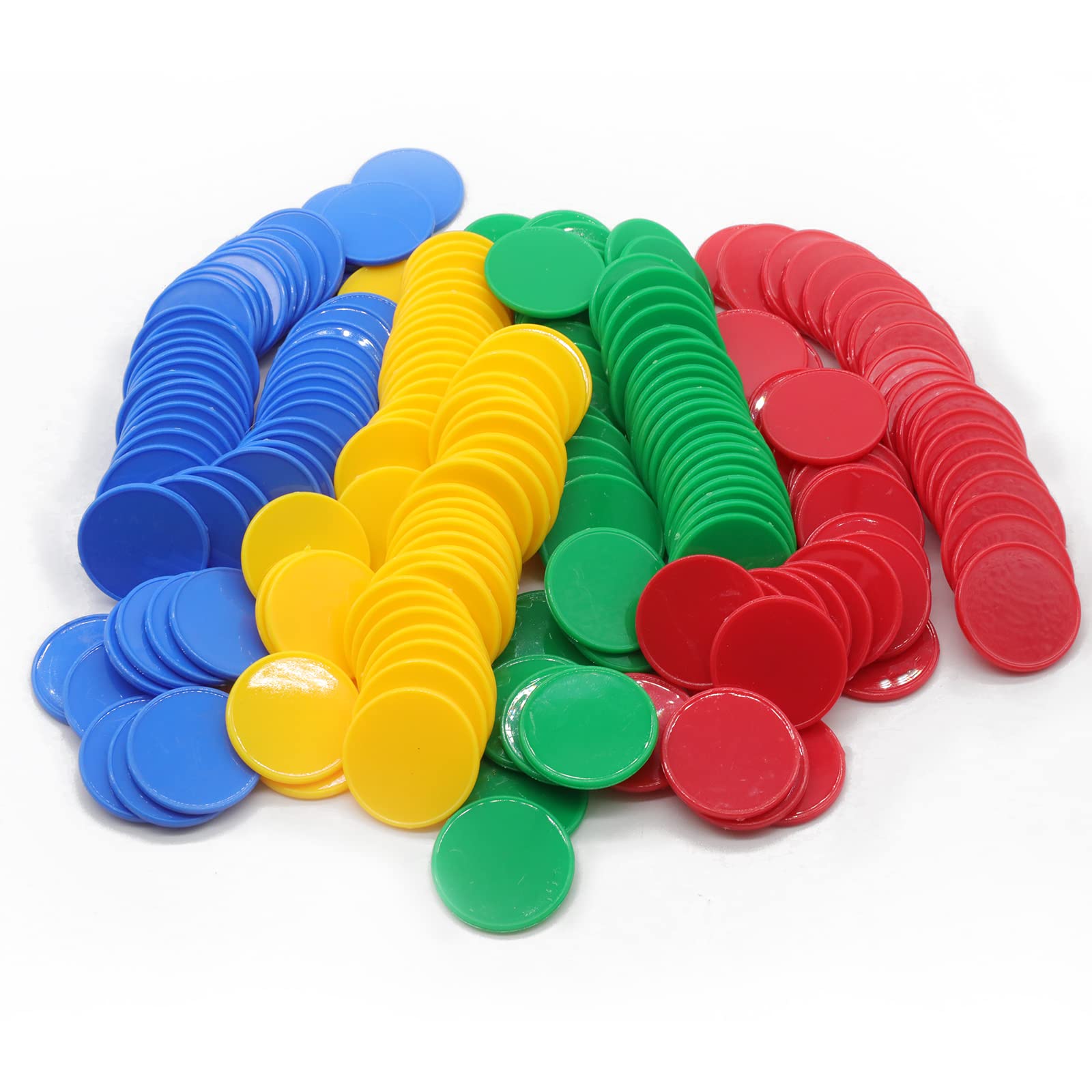 HAKITAROOM Set of 100 Opaque Plastic Learning Counters Mini Poker Chips Game Tokens with Storage Box (Red+Yellow+RoyalBlue+Green, 1 Inch)