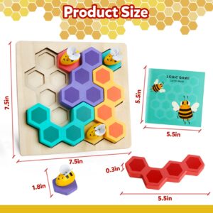 Brain Teasers Logic Game Learning Toys Matching Puzzle for 3 Year Olds Wooden Beehive Puzzle Board Games Montessori Preschool Educationl Toy for Kid Childs